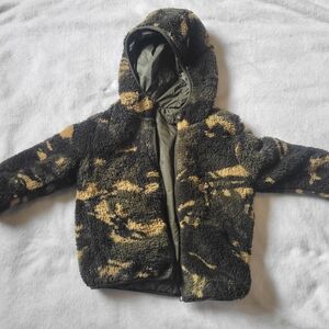 Camouflage  Sherpa-nylon Hooded  Reversible Jacket